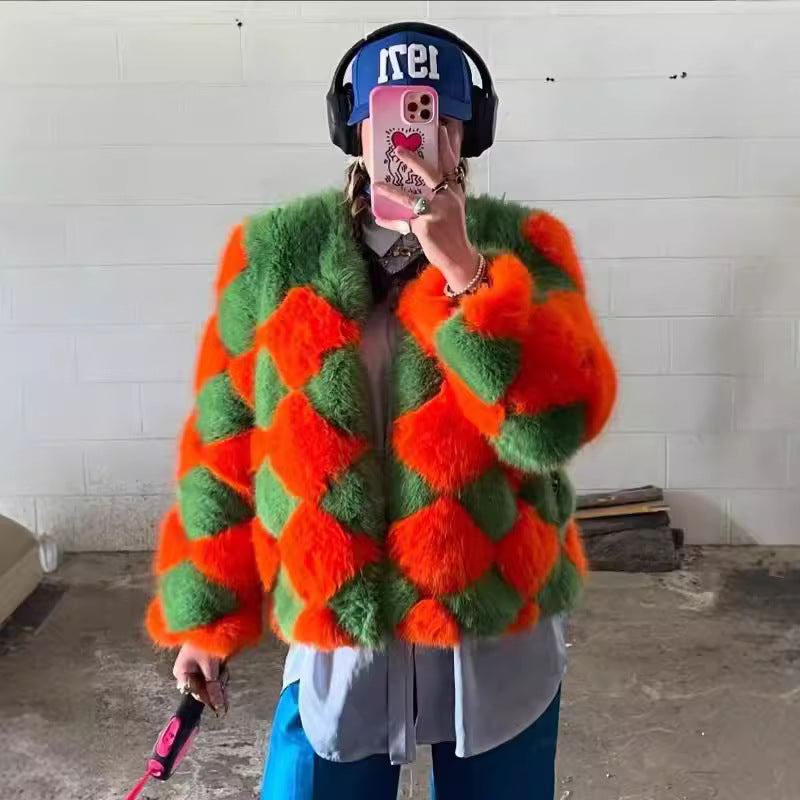 Damen Kuschelige und auffällige Kunstpelzjacke Drune
