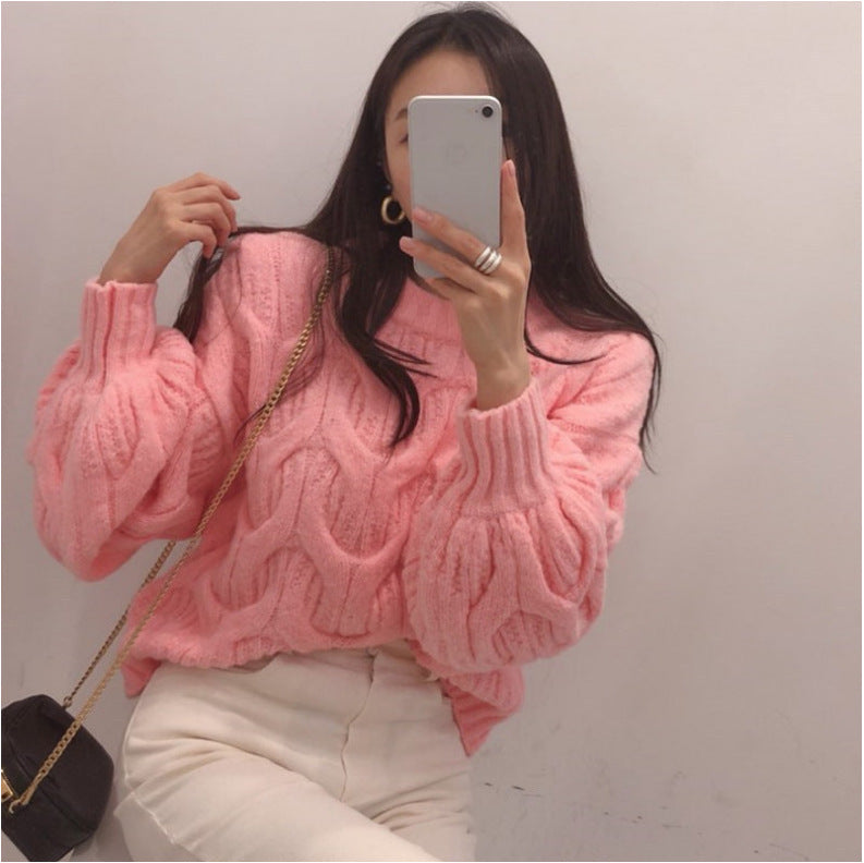 Damen Grobstrickpullover mit eleganten Zopfdesign und lässigem Schnitt Drune