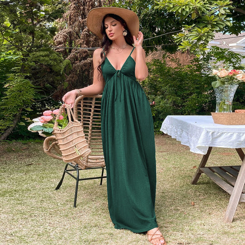 Damen Maxikleid mit lockerer Passform und verstellbaren Spaghettiträgern Drune