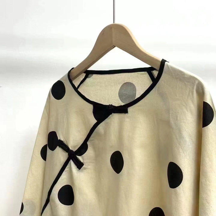 Damen Stylische Polka Dot Tunika Oberteil Drune