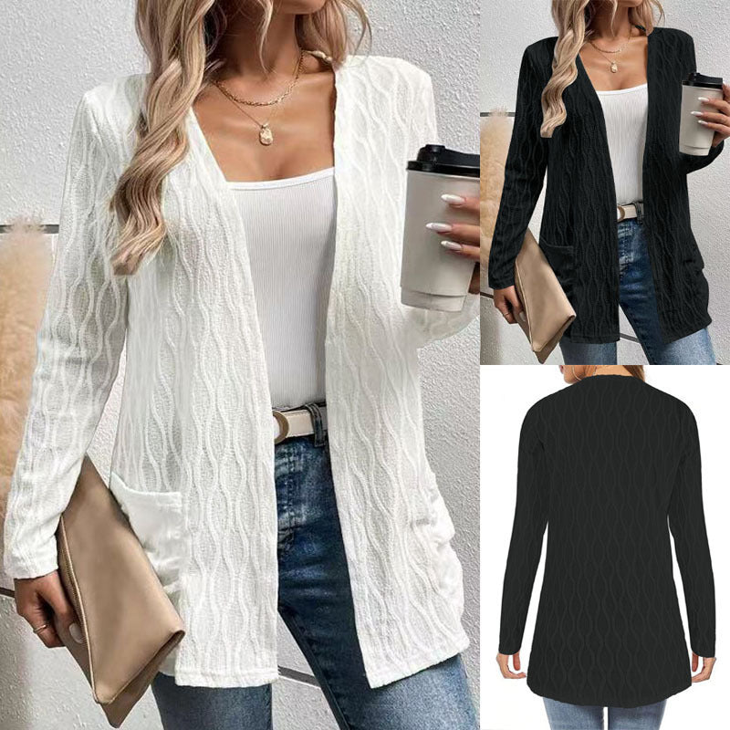 Damen Strickjacke mit strukturiertem Muster und lässigem Schnitt Drune