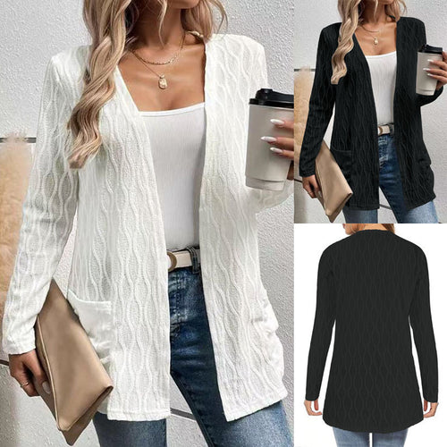 Damen Strickjacke mit strukturiertem Muster und lässigem Schnitt Drune