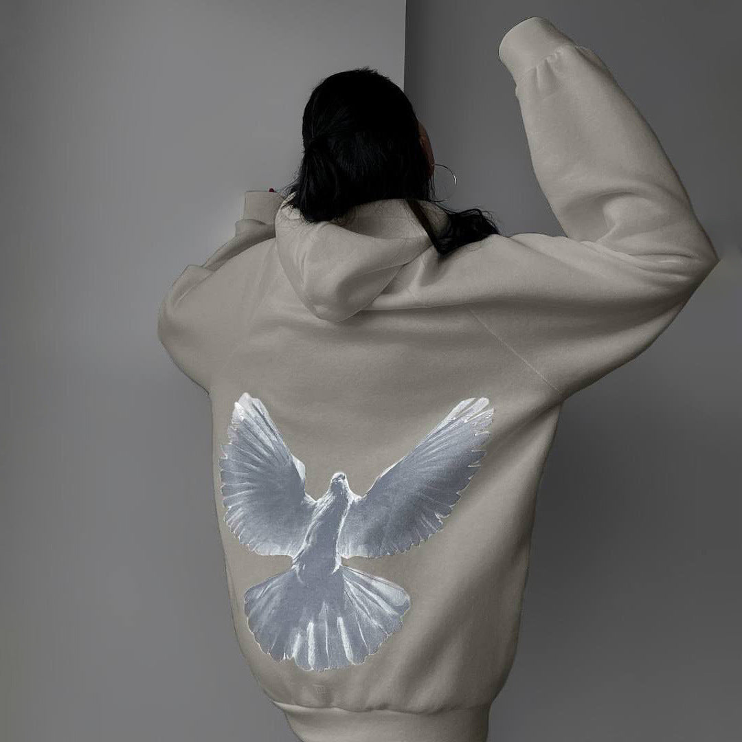 Damen Kapuzenpullover mit einzigartigem Vogelmotiv und lässigem Schnitt Drune
