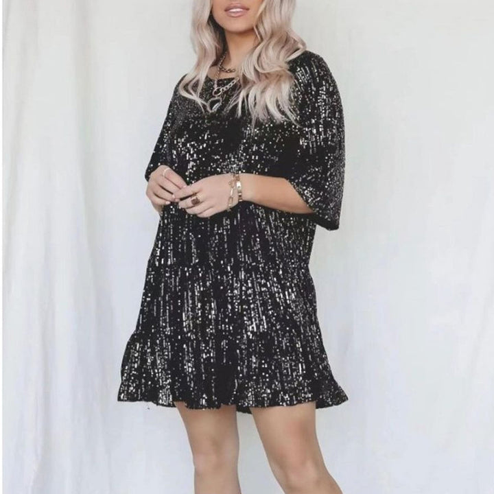 Damen funkelndes.Blusenkleid mit lockerer Passform Drune