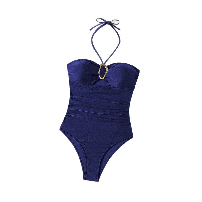 Damen Einteiler Badeanzug mit dekorativem Cut-Out und schmalen Trägern Drune