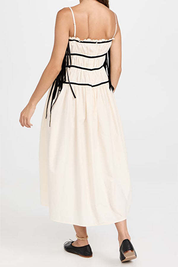 Damen Maxikleid mit verspieltem Rüschendesign und verstellbaren Trägern Drune