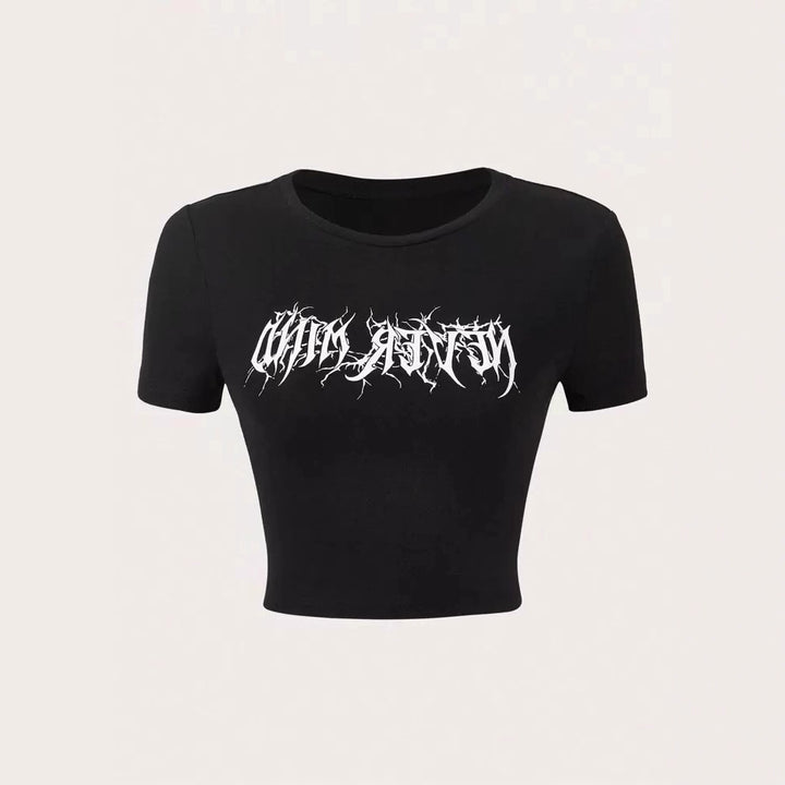 Damen Crop-Pullover mit kreativem Statementdruck Drune