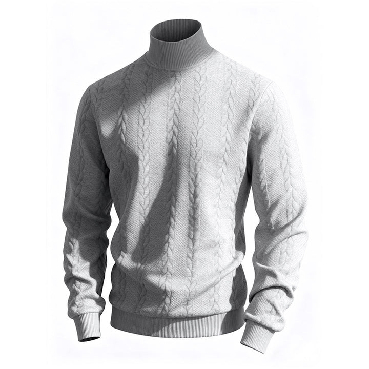 Herren nan feiner Zopfmuster-Rollkragenpullover mit schmaler Passform, geripptem Kragen und elastischen Bündchen Drune