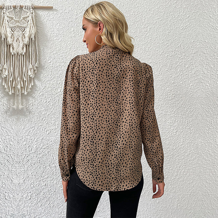 Damen Bluse mit dekorativem Tiermuster und verspieltem Bindeband Drune