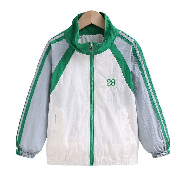 Damen nan sportlicher Retro Windbreaker mit Stehkragen und Raglanärmeln Drune