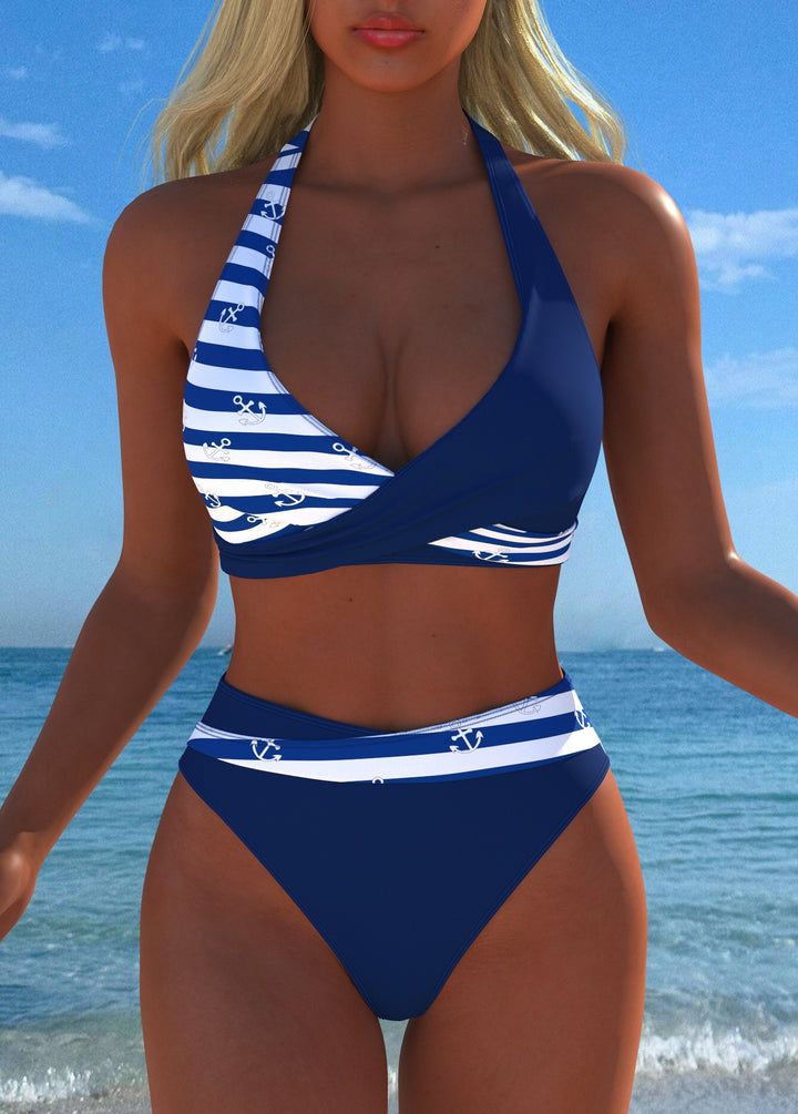 Damen Bikini-Set mit stilvollem Wickeldesign und floralem Druck Drune