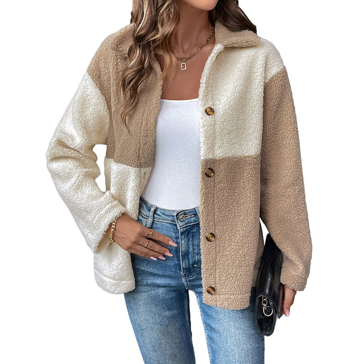 Damen Teddyjacke mit modischen Farbblockdetails und nachhaltigem Material Drune