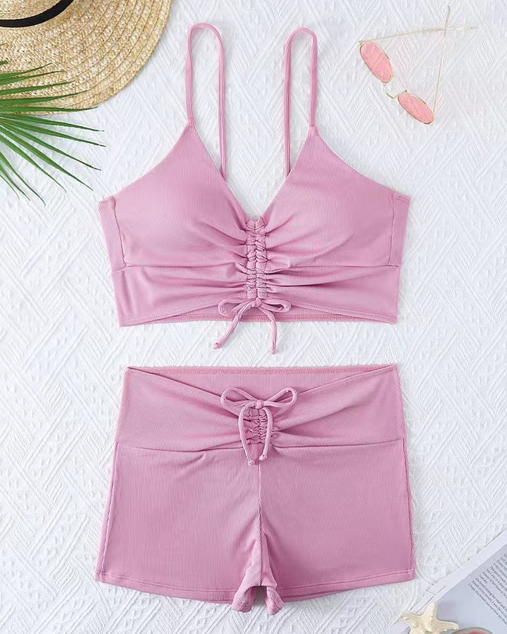 Damen Bikini mit floralem Rüschendesign und verstellbaren Trägern Drune