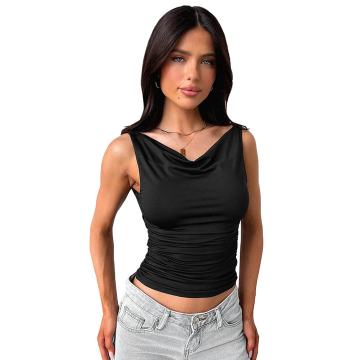 Damen figurbetontes Trägershirt mit elegantem Wickeldesign Drune