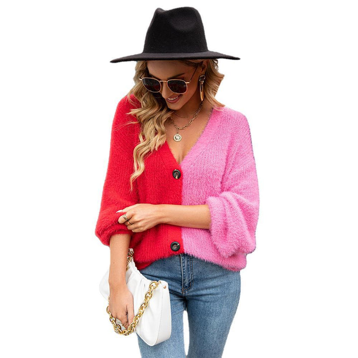 Damen Oversized Strickjacke mit farblich abgesetzten Ärmeln Drune