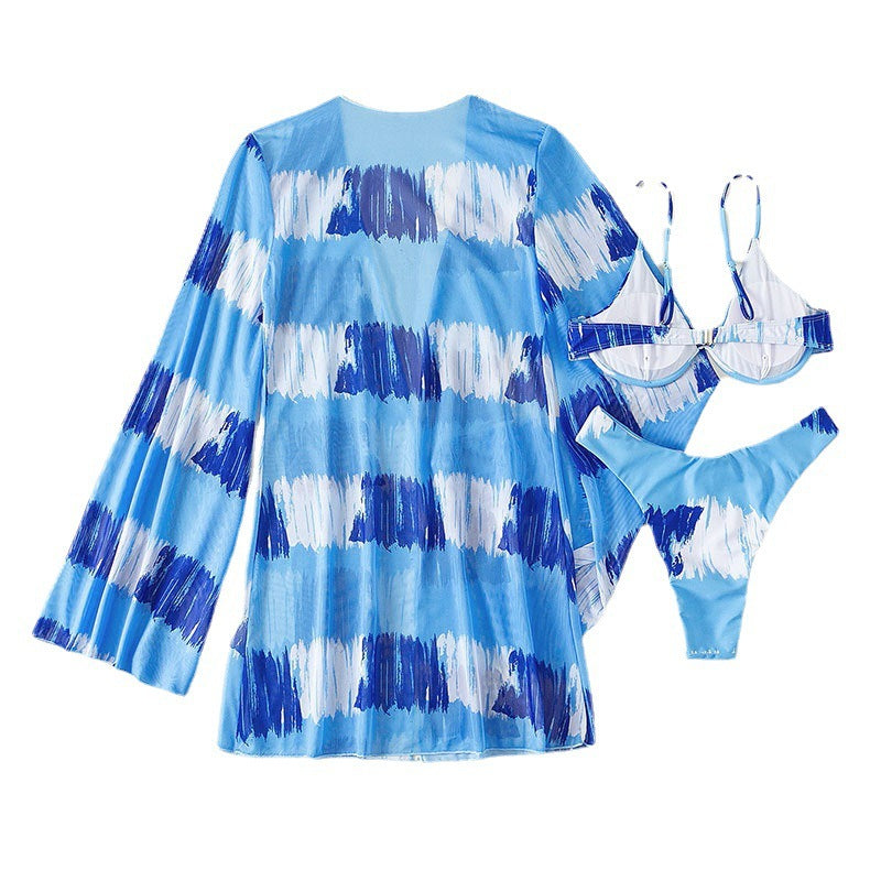 Damen Bikini-Set mit elegantem Cover-Up und verführerischem V-Ausschnitt Drune