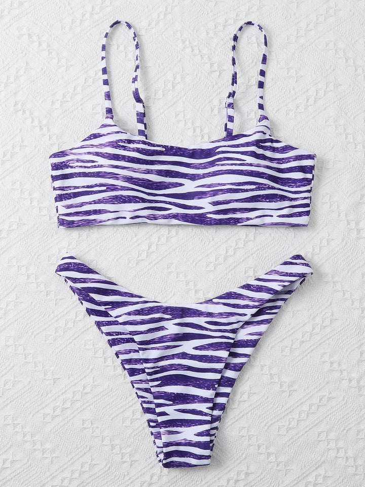 Damen Triangel-Bikini-Set mit sportlichem Design und verstellbaren Trägern Drune