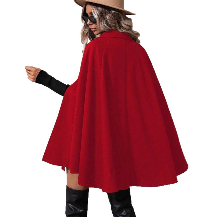 Damen elegante Schurwoll-Capejacke mit doppelter Knopf-Leiste Drune