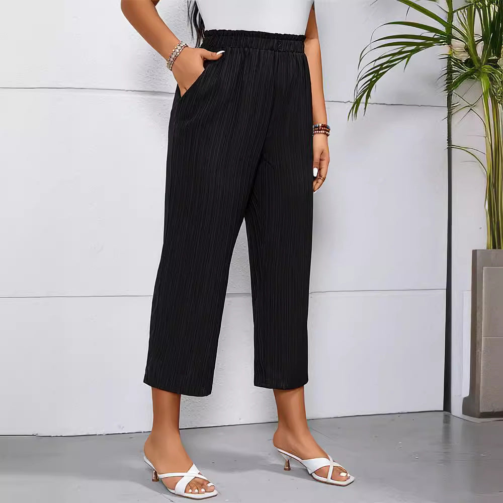 Damen Elegante und luftige Plisseehose mit elastischem Bund Drune