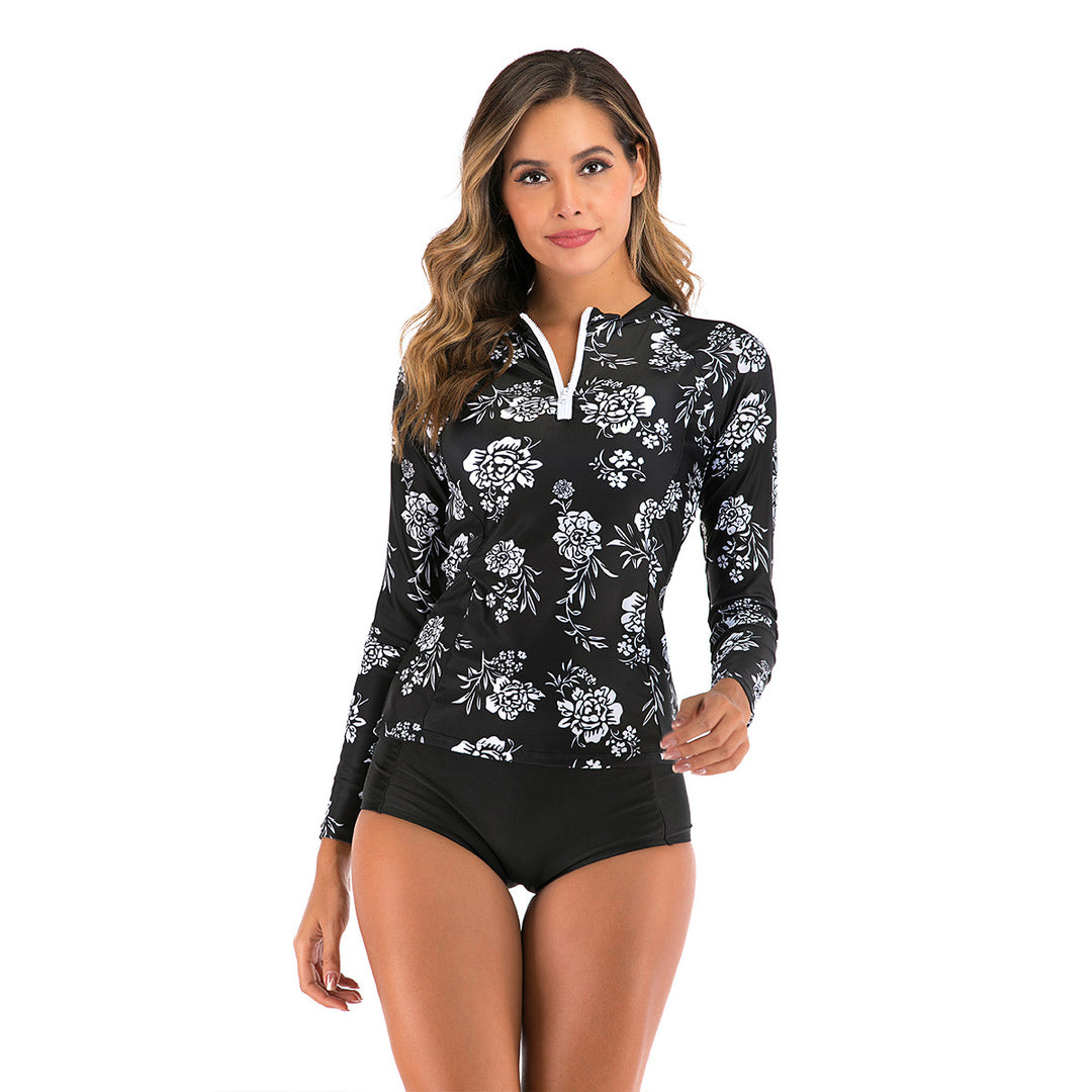 Damen Langarm-Surfuanzug mit floralem Motiv Drune
