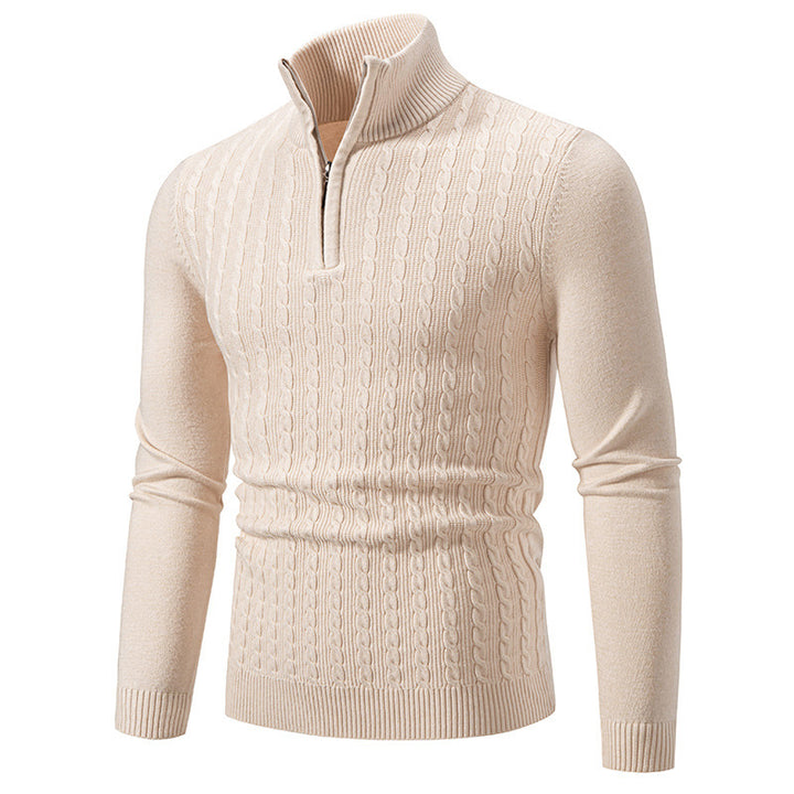 Herren eleganter Strickpullover mit hochabschließendem Reißverschluss Drune