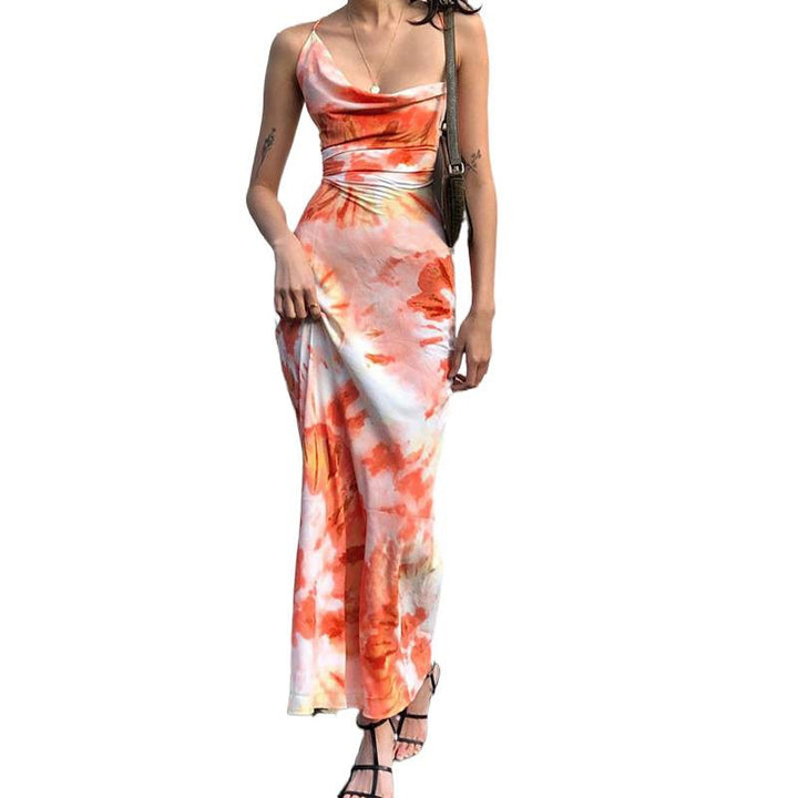 Damen Maxikleid mit Spaghettiträgern und floralem Muster Drune