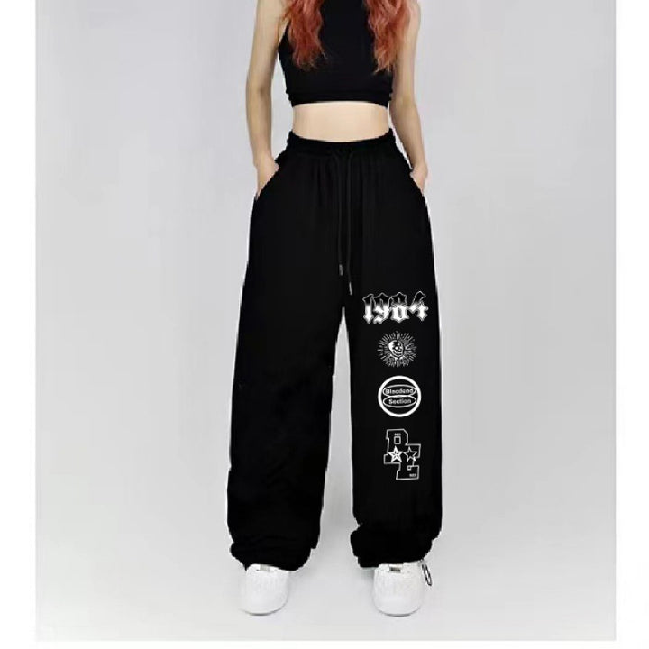 Damen weite Freizeithose mit einzigartigen Grafikdetails Drune