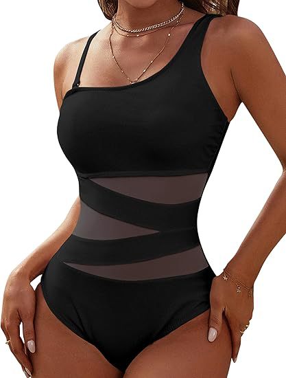 Damen Sportlicher Badeanzug mit einzigartigen Mesh-Einsätzen Drune