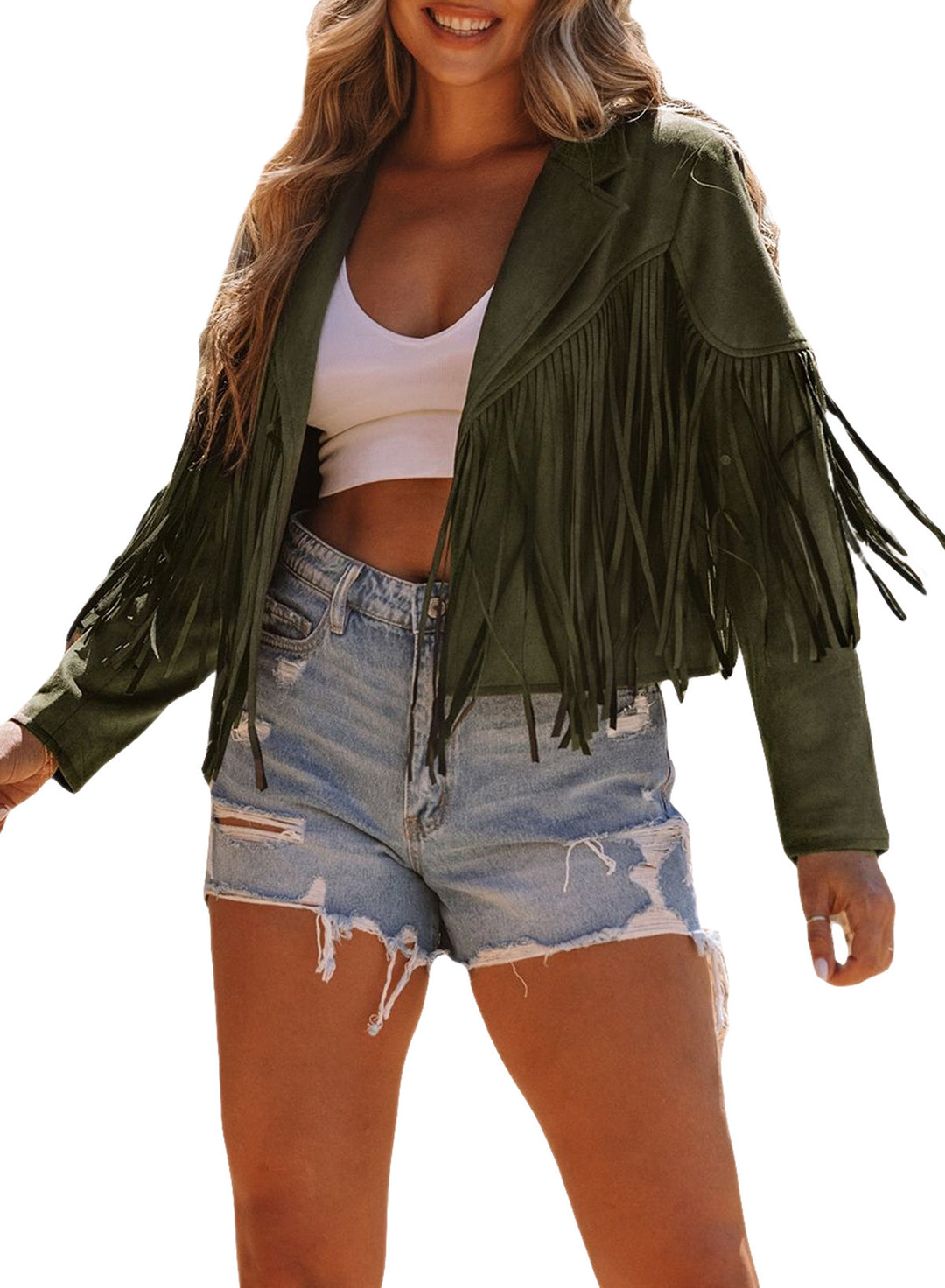 Damen Fransenjacke aus hochwertigem Suede-Mix Drune