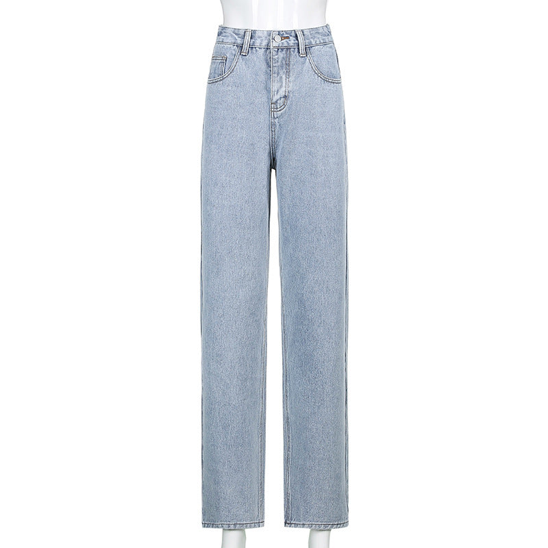 Damen nan hochgeschnittene Denim-Jeans mit geradem Bein, extra Länge und relaxed-fit Silhouette Drune