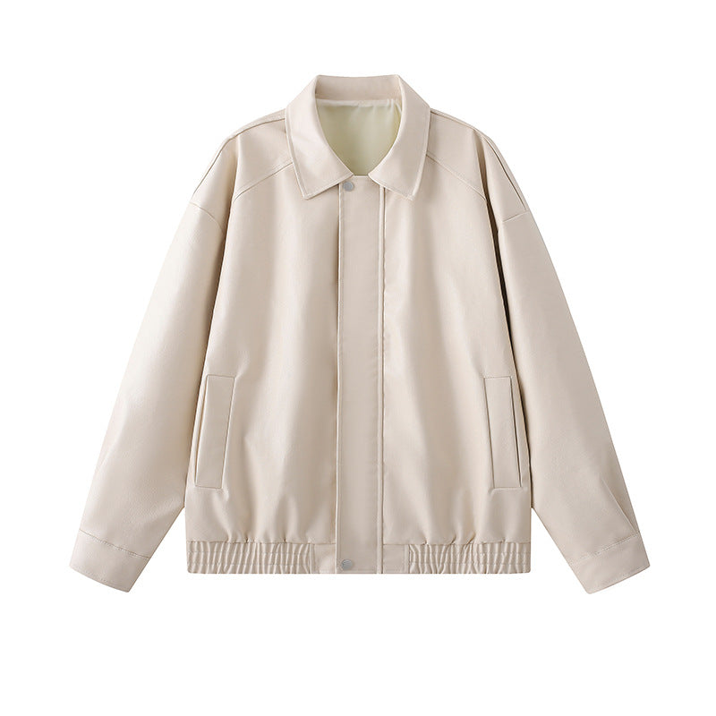 Herren elegante Kunstlederjacke mit elastischem Bund Drune