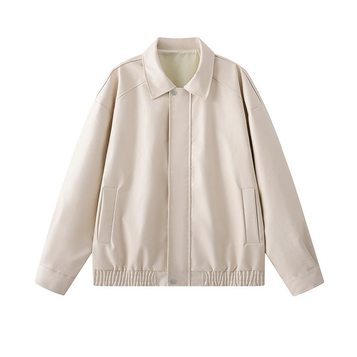 Herren elegante Kunstlederjacke mit elastischem Bund Drune