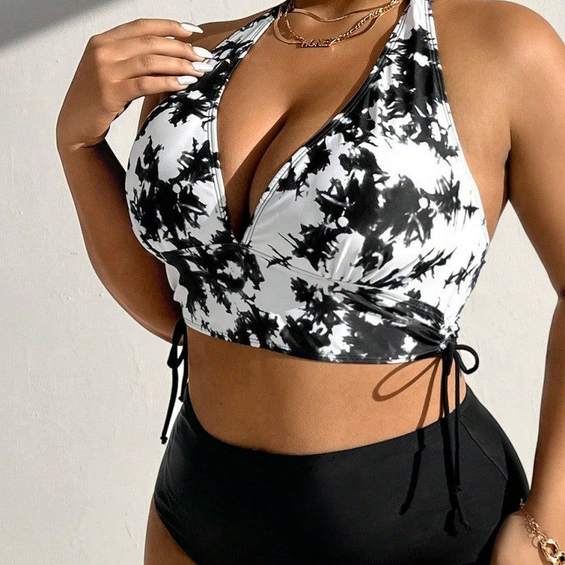 Damen Hochgeschnittener Bikini mit floralem Muster Drune