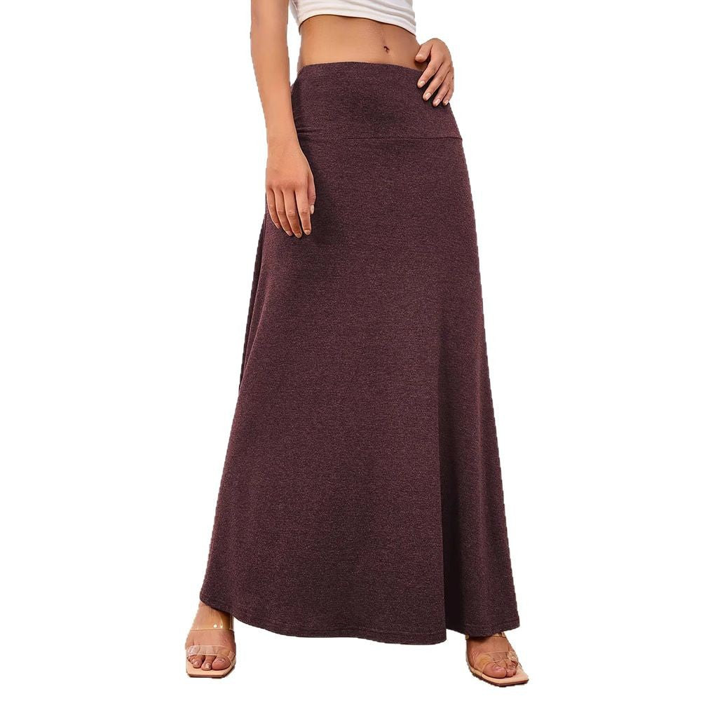 Damen Maxirock mit eleganter A-Linie und hohem Taillenbund Drune