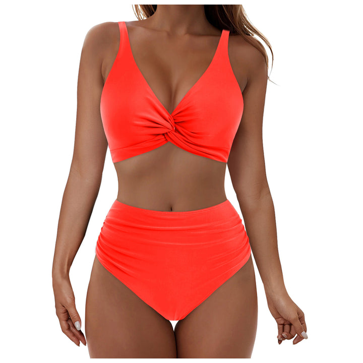 Damen Hochtailliertes Bikini-Set mit elegantem Wickeloberteil Drune