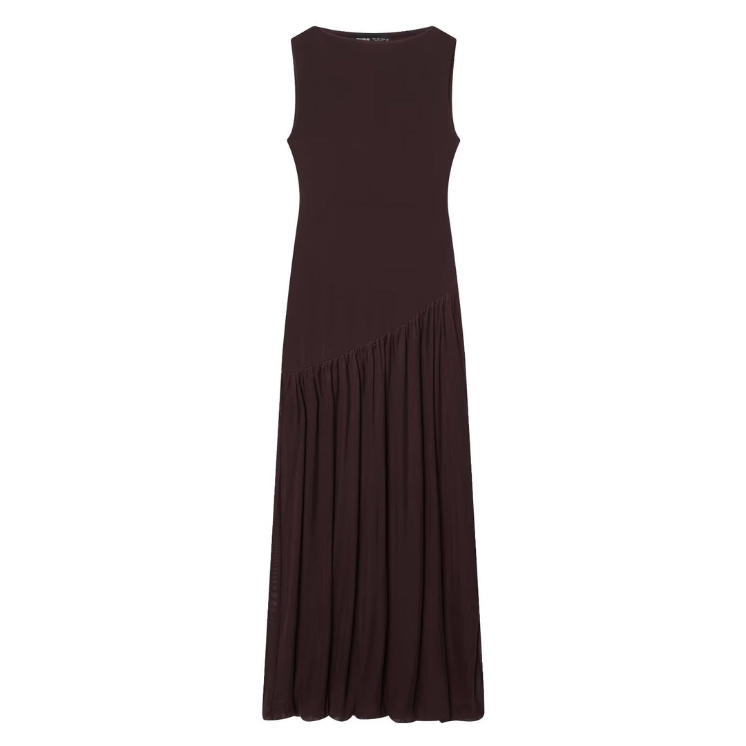 Damen Maxikleid mit elegantem Drapé und asymmetrischem Saum Drune