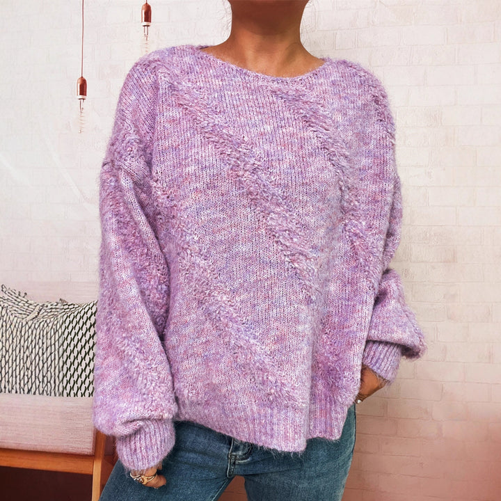 Damen gemütlicher Pullover mit diagonalem Strukturdesign Drune