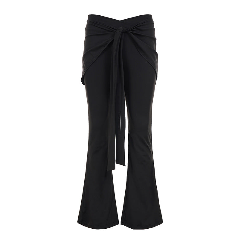 Damen Weite Hose mit Bindeband und asymmetrischem Oberteil Drune