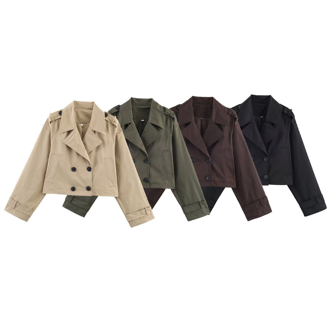 Damen modische cropped Trenchjacke Drune