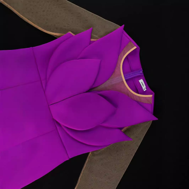 Damen Etuikleid mit floralem Design und transparenten Ärmeln Drune