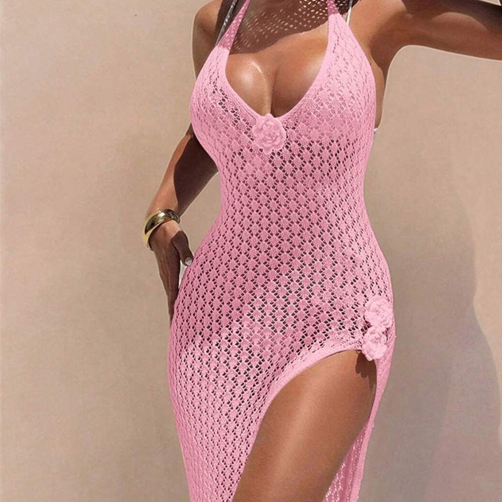 Damen Häkel-Streifen Strandkleid Drune