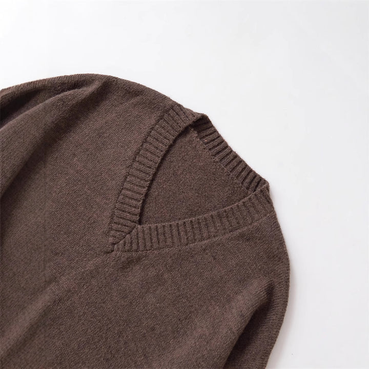 Damen gemütlicher Strickpullover mit V-Ausschnitt und großzügigem Schnitt Drune