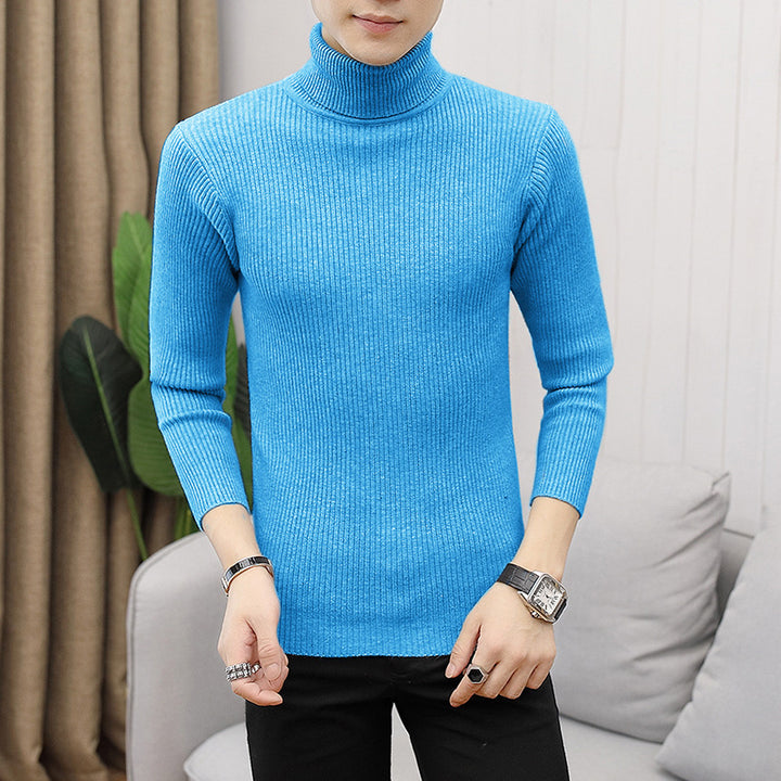 Herren hochwertiger Rollkragenpullover aus feinem Rippstrick Drune