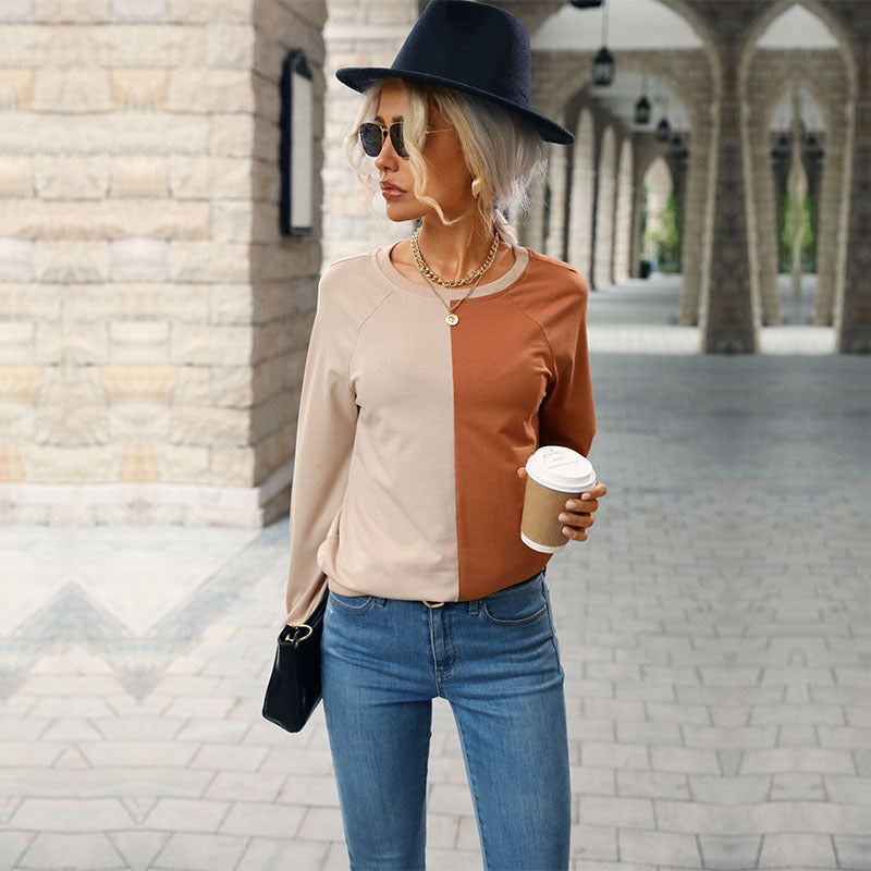 Damen modischer Sweatpullover mit trendigem Farbblock-Design Drune