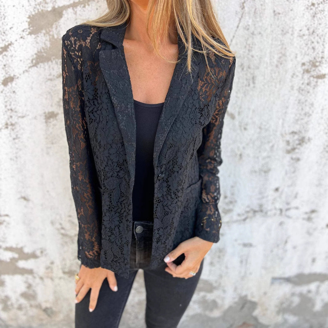 Damen elegante Spitzenblazer Drune