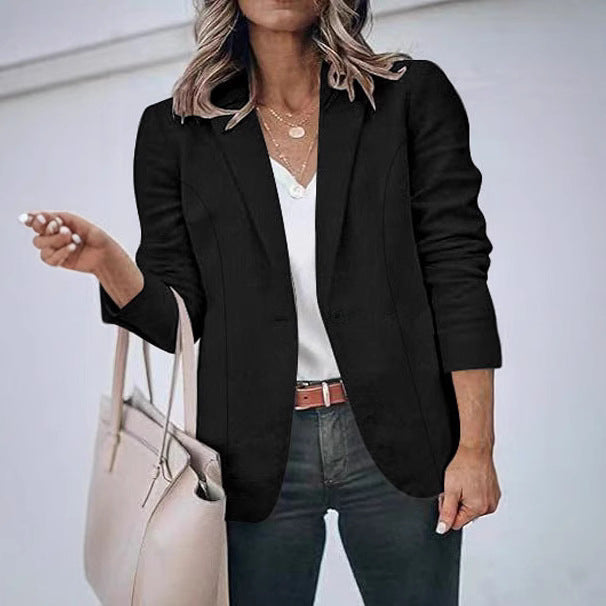 Damen eleganter Blazer mit schmaler Passform und feinem Strukturmuster Drune
