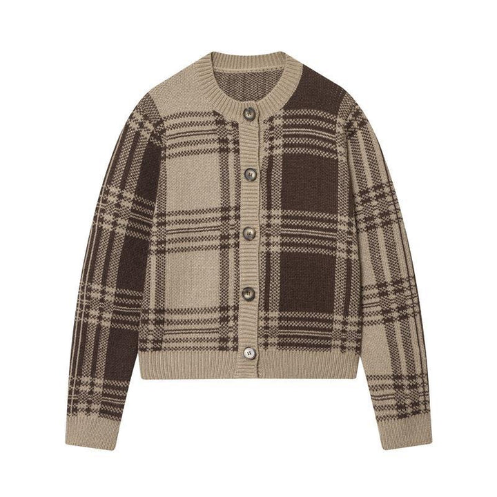 Damen gemütliche Karoknitted Cardigan Drune