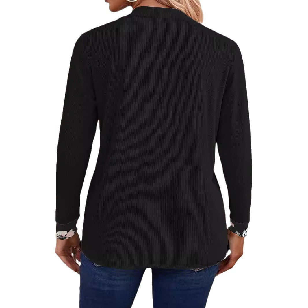 Damen Lässige Strickjacke mit floralem Akzent Drune