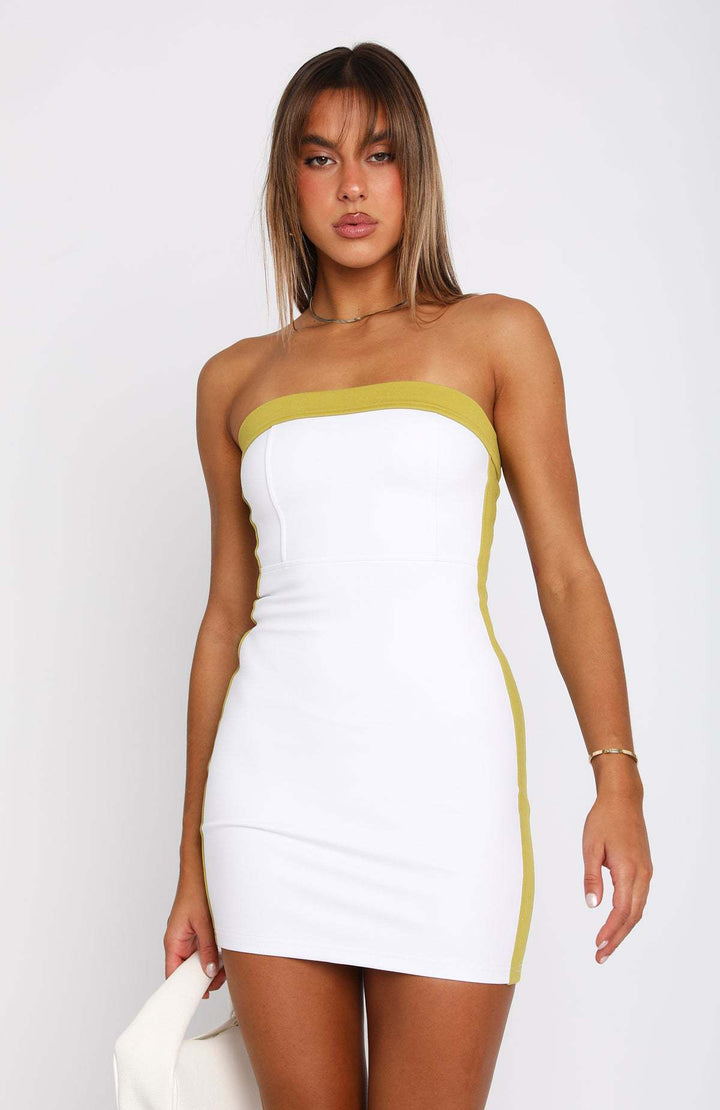 Damen figurbetontes Bandeau-Kleid mit kontrastierendem Akzent Drune