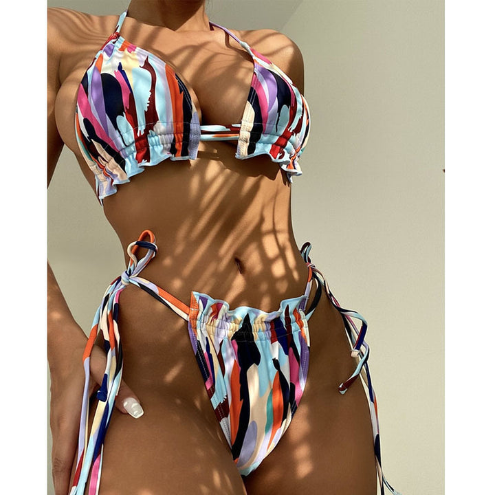 Damen Triangel-Bikini mit verstellbaren Rüschendetails Drune